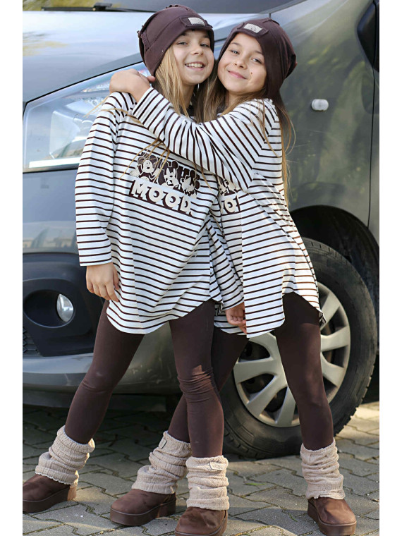 Leggisny dzianina bawełniana brąz czekoladowy Qba Kids