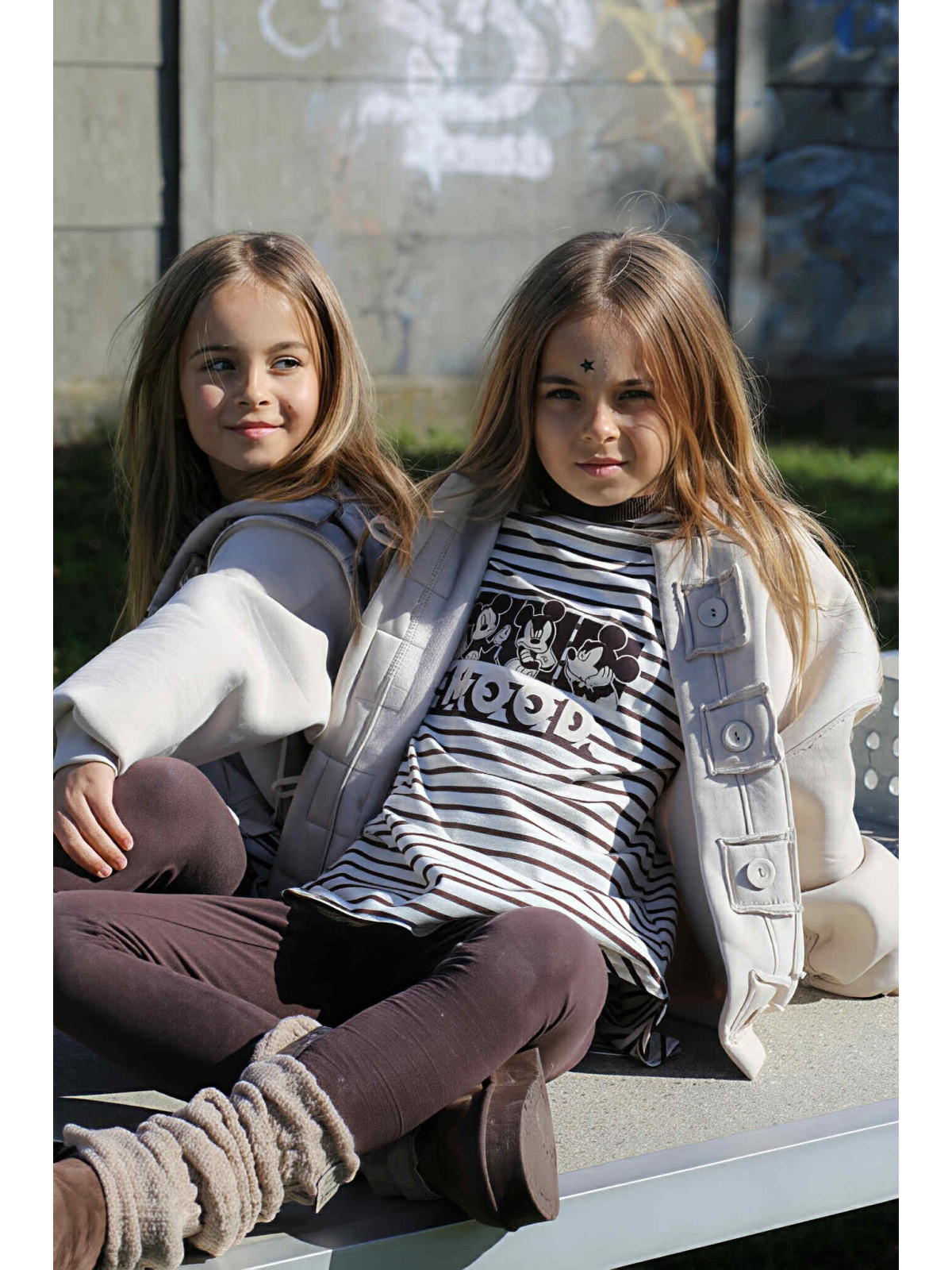 Leggisny dzianina bawełniana brąz czekoladowy Qba Kids