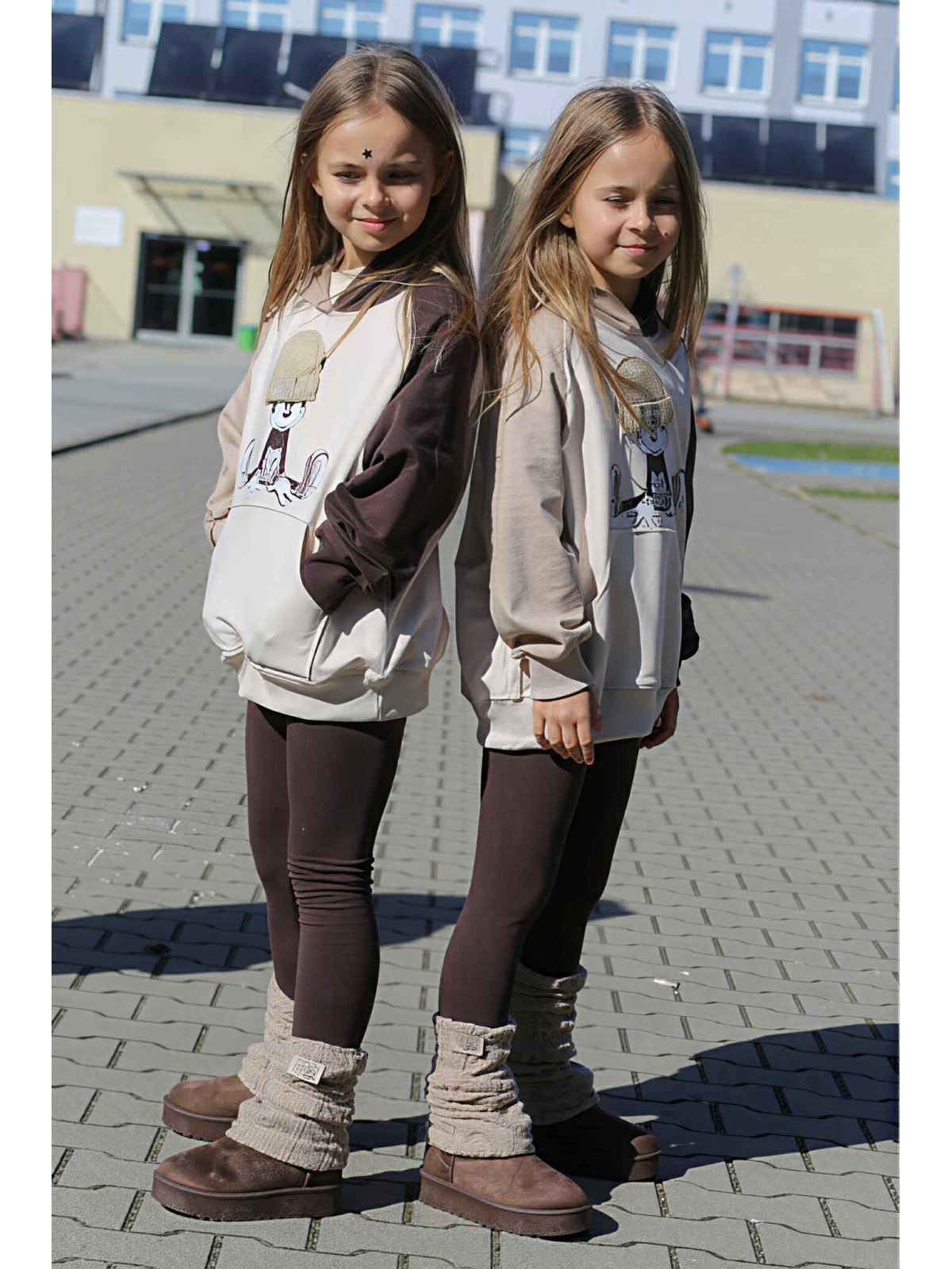 Leggisny dzianina bawełniana brąz czekoladowy Qba Kids