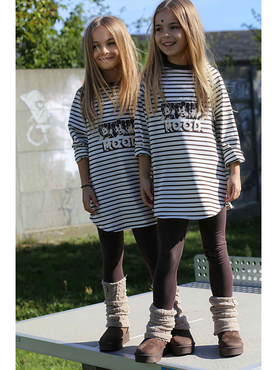 Leggisny dzianina bawełniana brąz czekoladowy Qba Kids