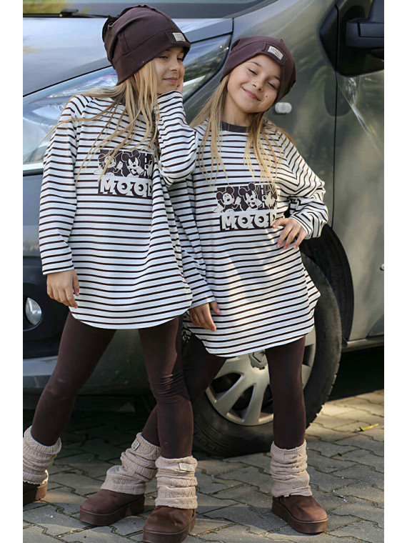 Leggisny dzianina bawełniana brąz czekoladowy Qba Kids