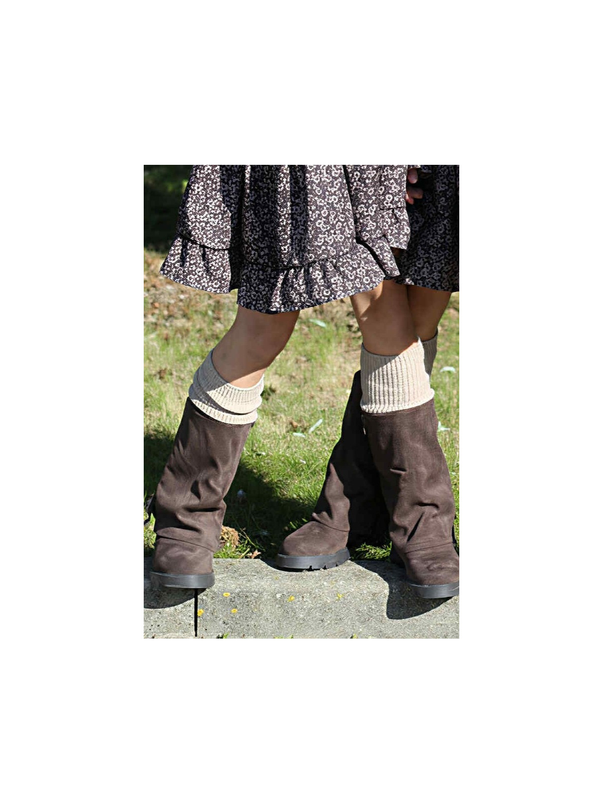 Podkolanówki beżowe prążkowane Qba Kids