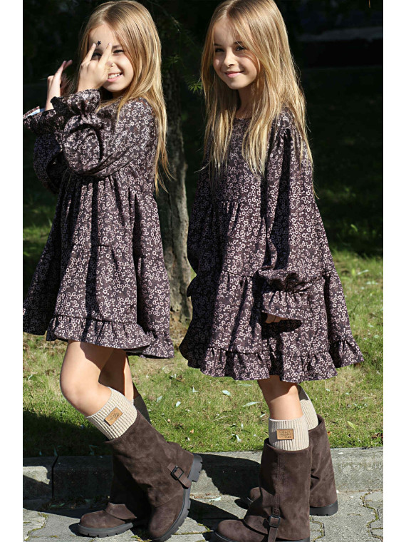 Podkolanówki beżowe prążkowane Qba Kids