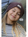 Czapka z dzianiny bawełnianej brązowa Qba Kids