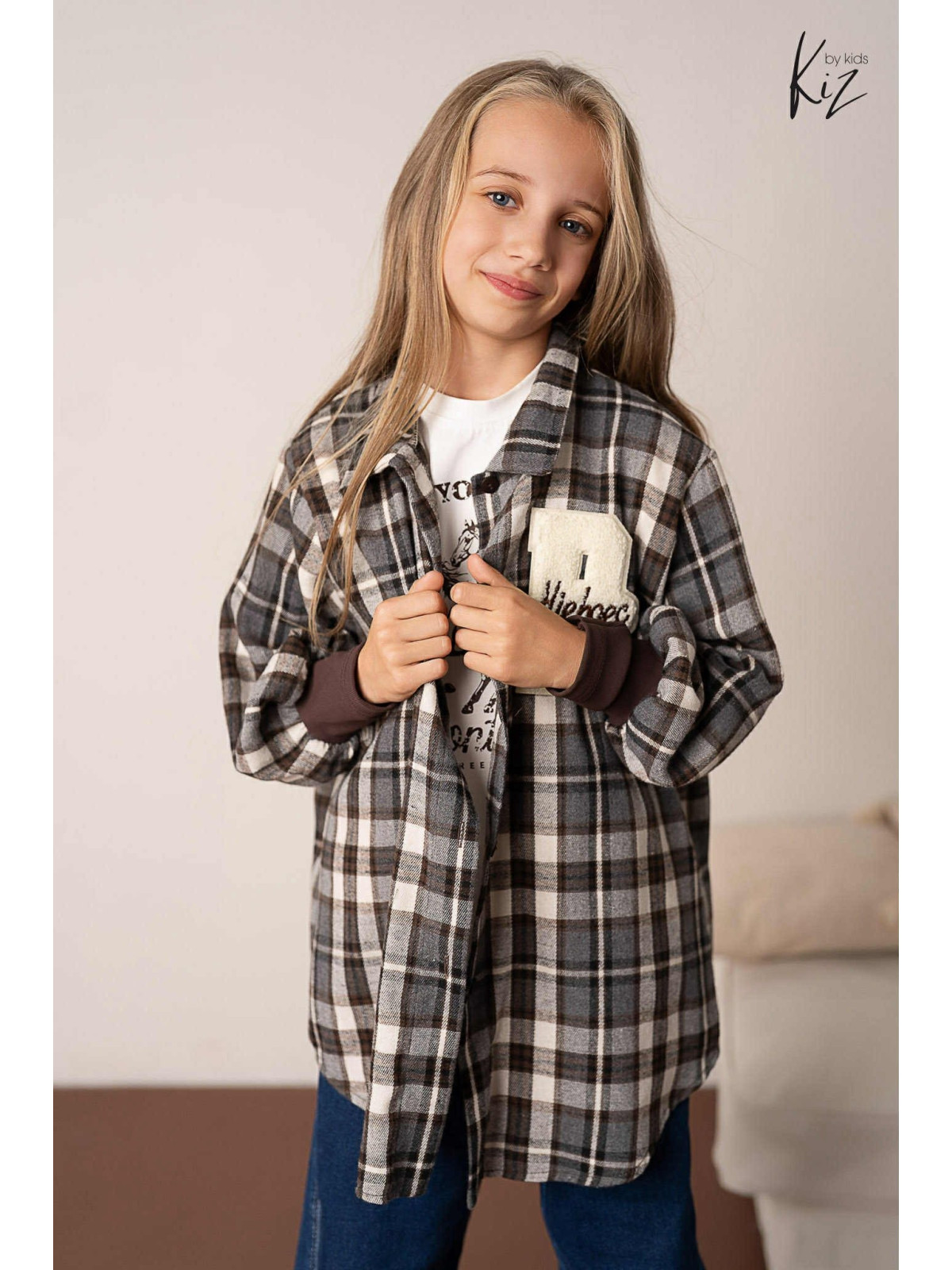 Koszula w kratę z naszywką P Kiz by Kids