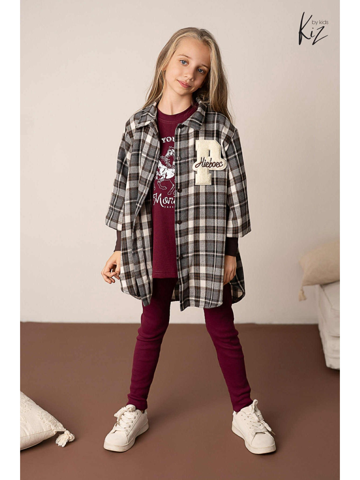 Koszula w kratę z naszywką P Kiz by Kids