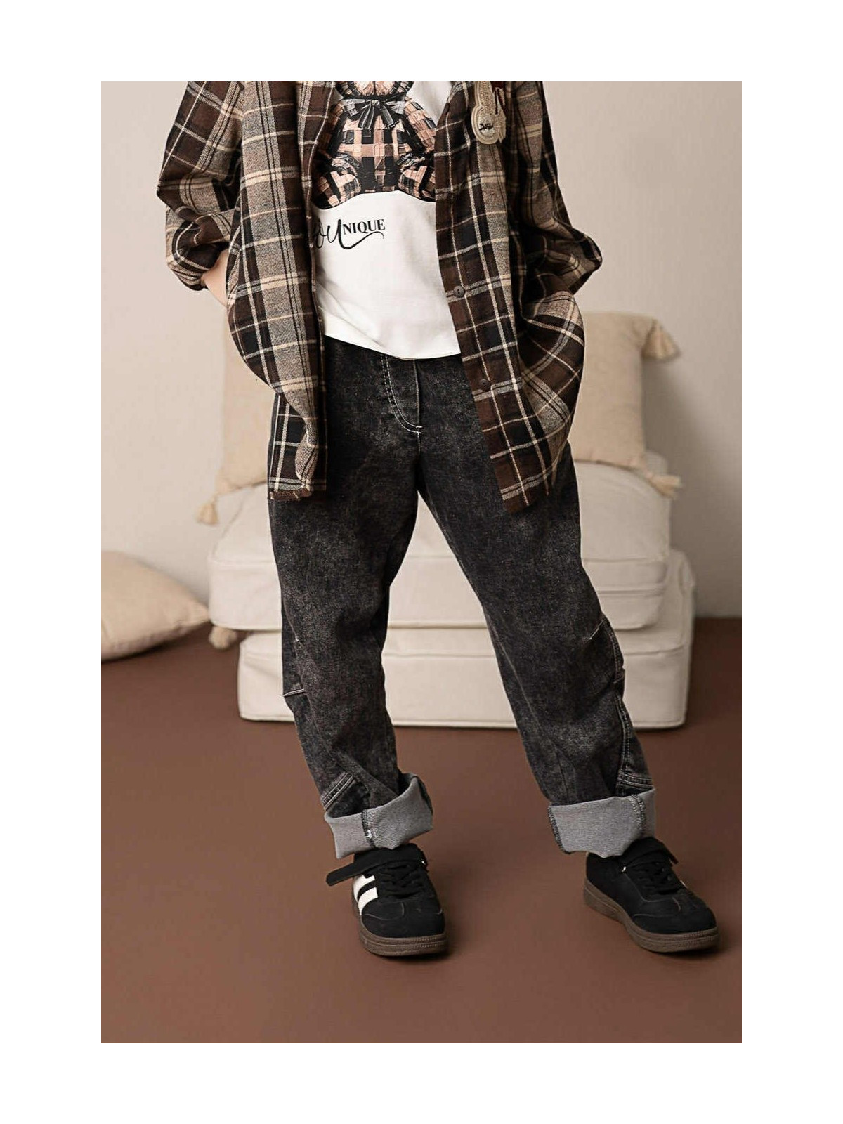 Spodnie jeans grafitowe Kiz by Kids