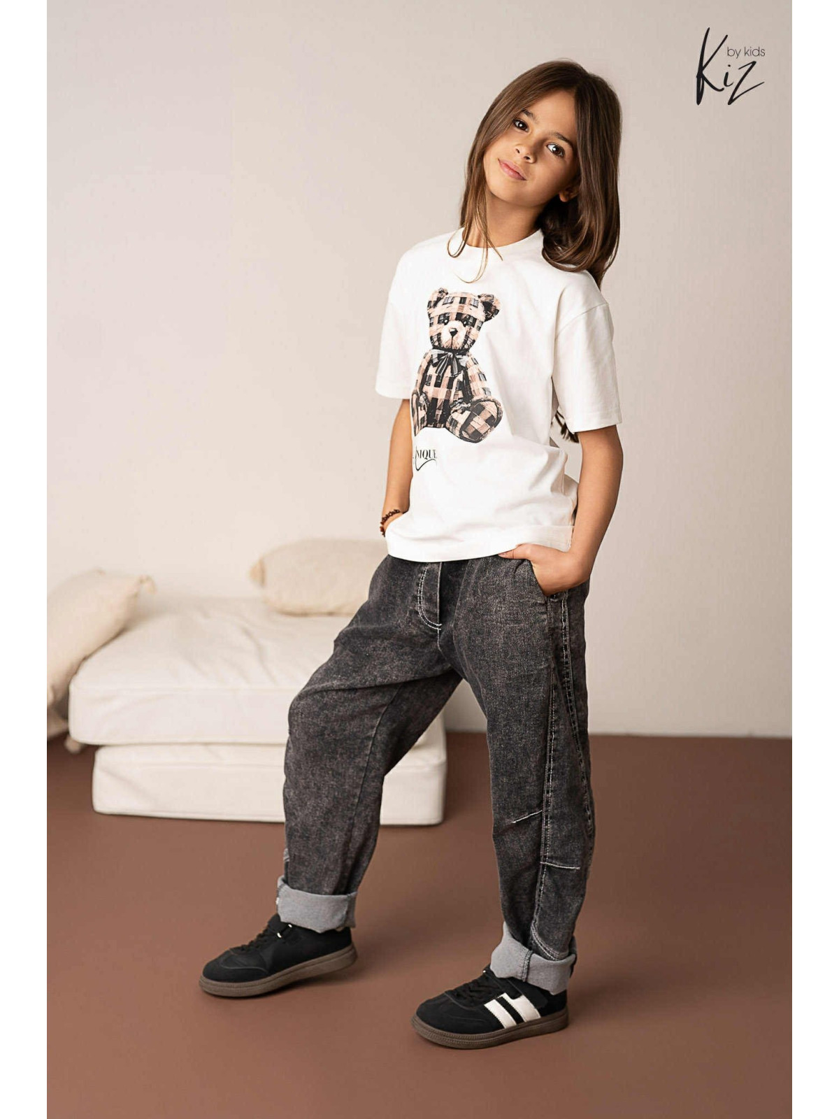 Spodnie jeans grafitowe Kiz by Kids