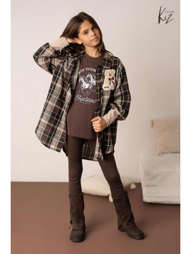 Legginsy z dzianiny bawełnianej brązowe Kiz by kids