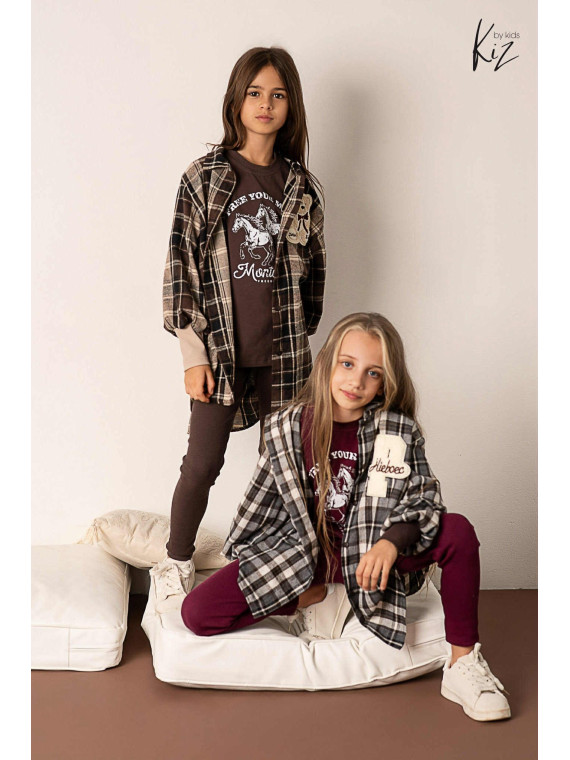 Legginsy z dzianiny bawełnianej brązowe Kiz by kids