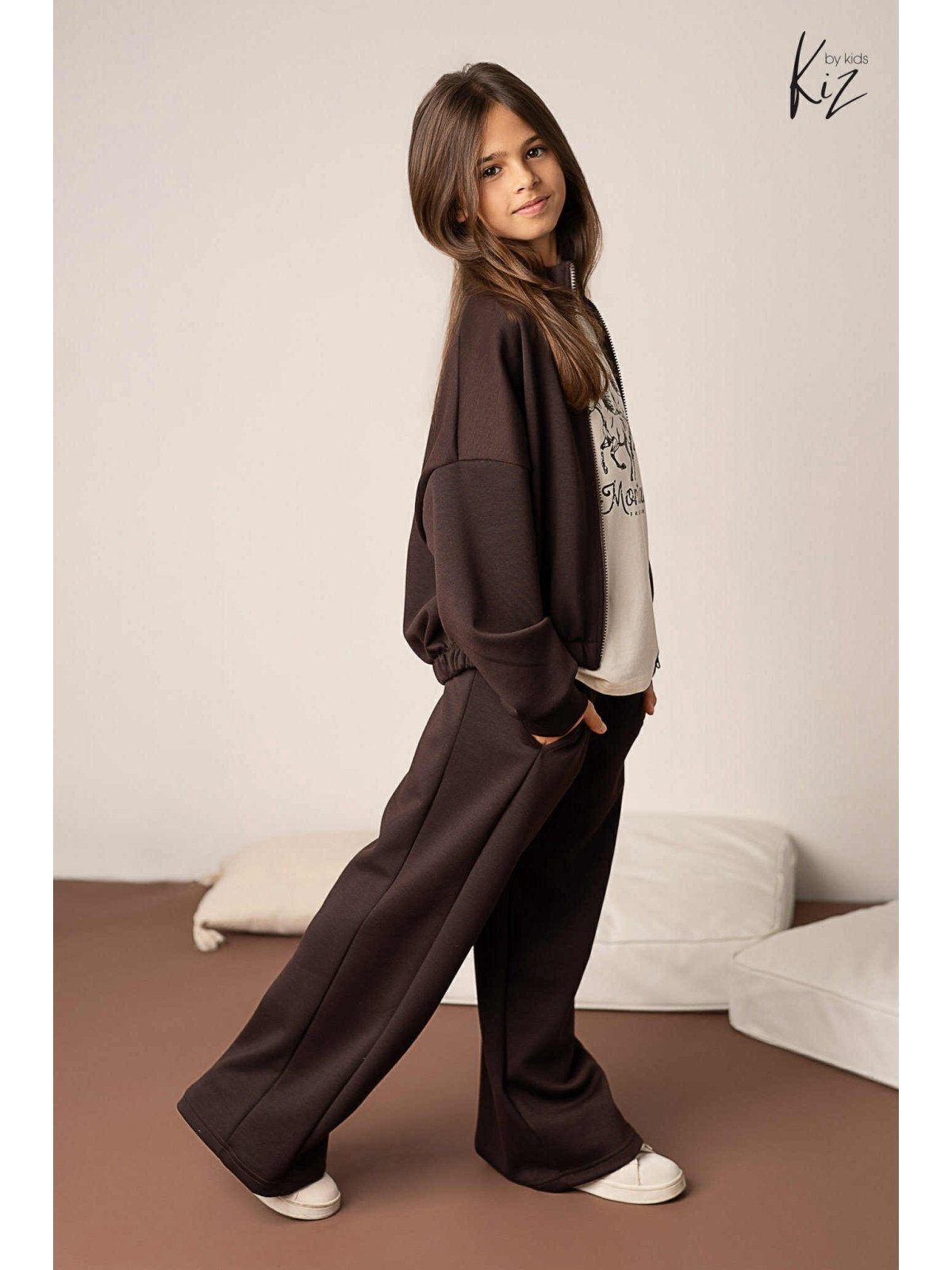 Dres- Bluza rozpinana + Spodnie brąz Kiz by Kids