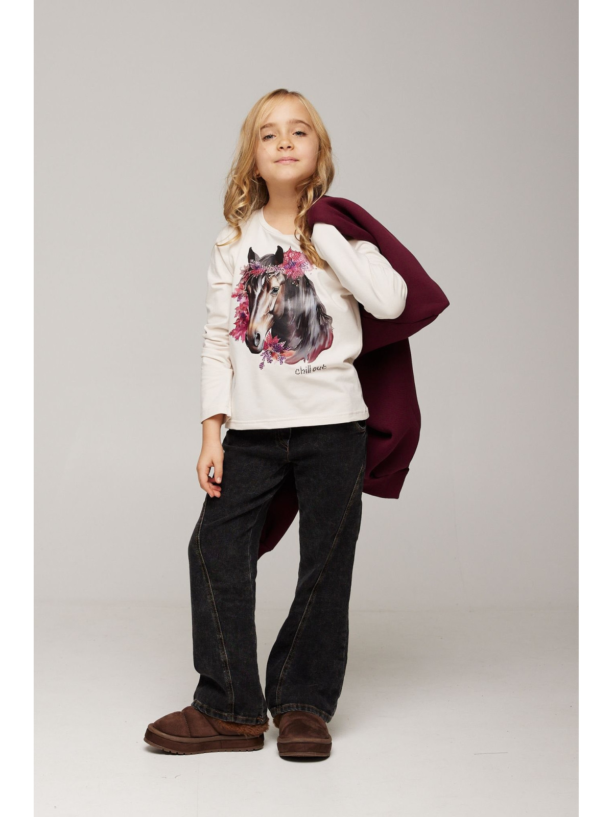 Spodnie dzwony jeans czarne chill out