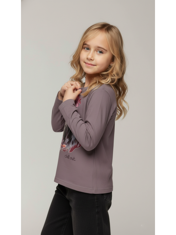 Bluzka bawełniana jagodowa koń w kwiatach z dżetami chill out