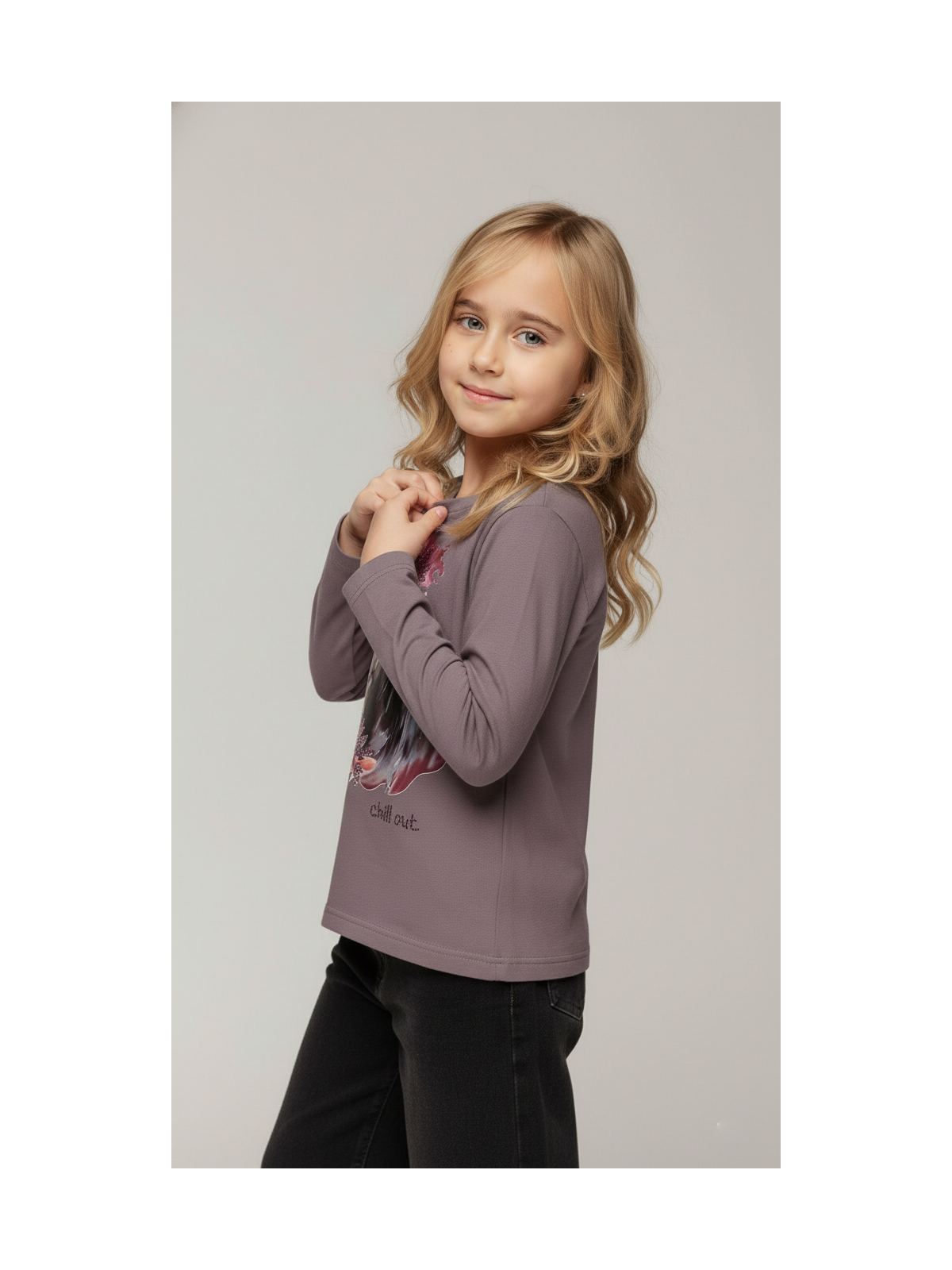 Bluzka bawełniana jagodowa koń w kwiatach z dżetami chill out