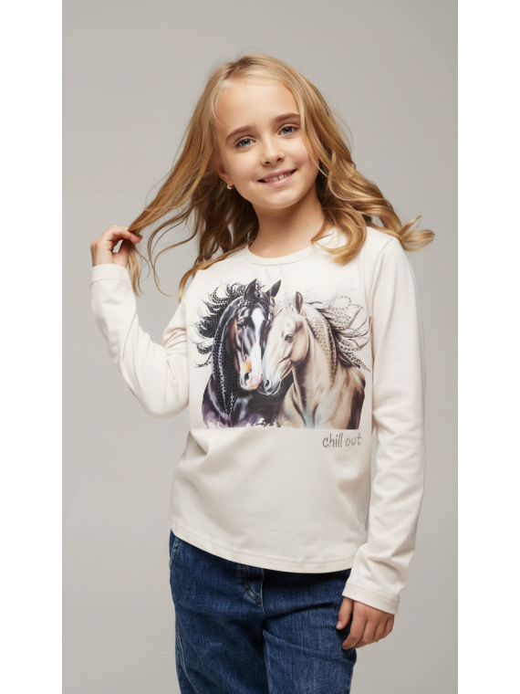 Bluzka bawełniana 2 konie z dżetami chill out