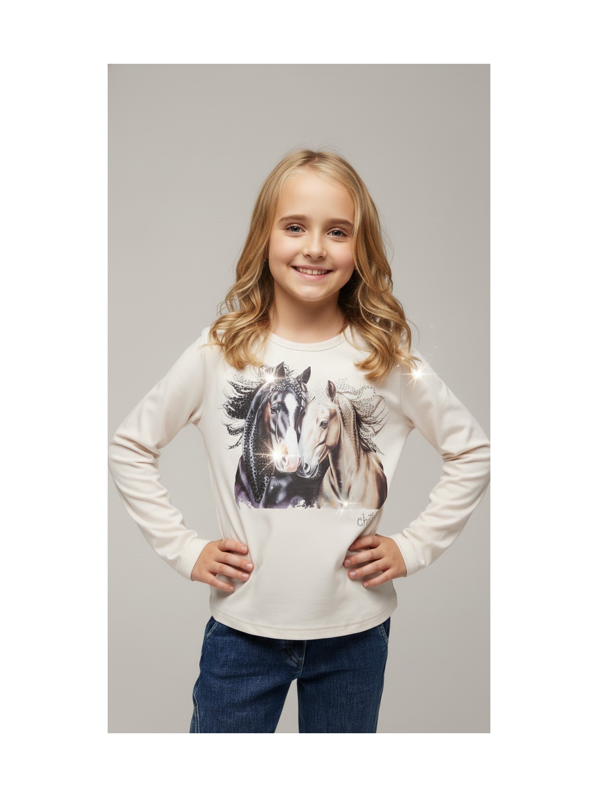 Bluzka bawełniana 2 konie z dżetami chill out