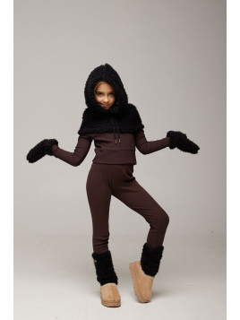 Komplet 3 częsciowy- futerko- czarny- chill out