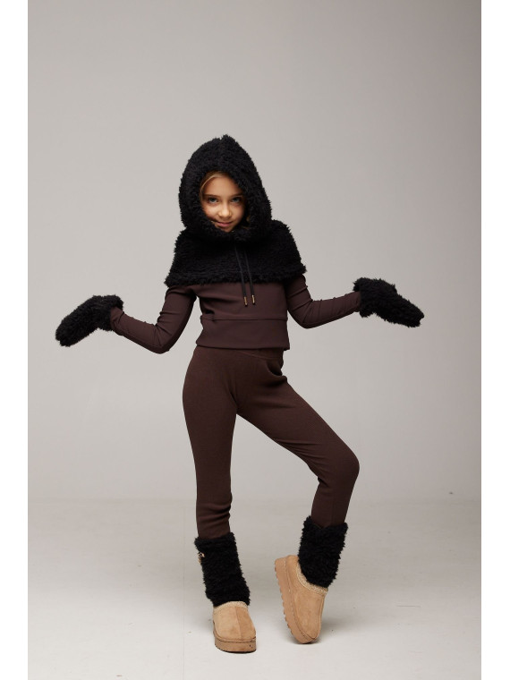 Komplet 3 częsciowy- futerko- czarny- chill out