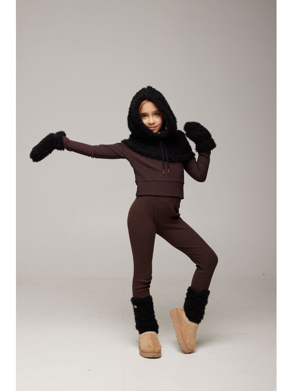 Komplet 3 częsciowy- futerko- czarny- chill out