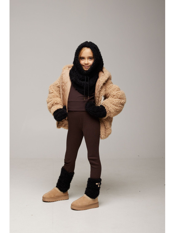 Komplet 3 częsciowy- futerko- czarny- chill out