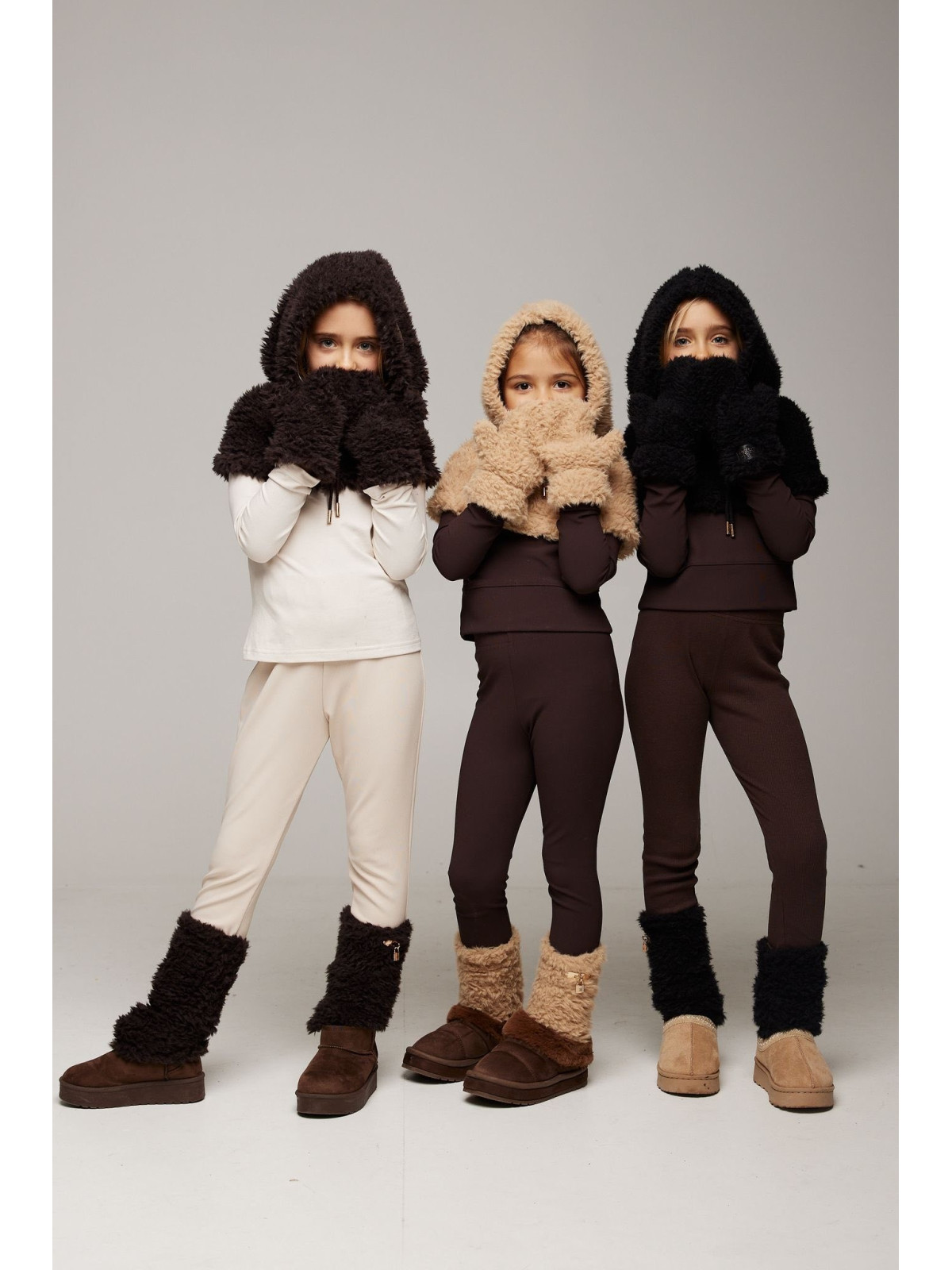 Komplet 3 częsciowy- futerko- czarny- chill out