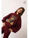 Dres- Bluza z misiem + spodnie dzwony sztruks BORDO Kiz by kids