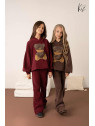 Dres- Bluza z misiem + spodnie dzwony sztruks BORDO Kiz by kids