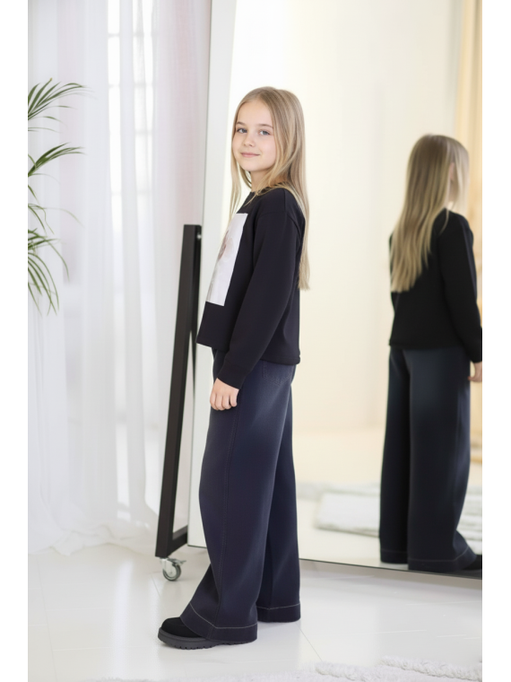 Czarna bluzka z nadrukiem kota Qba Kids