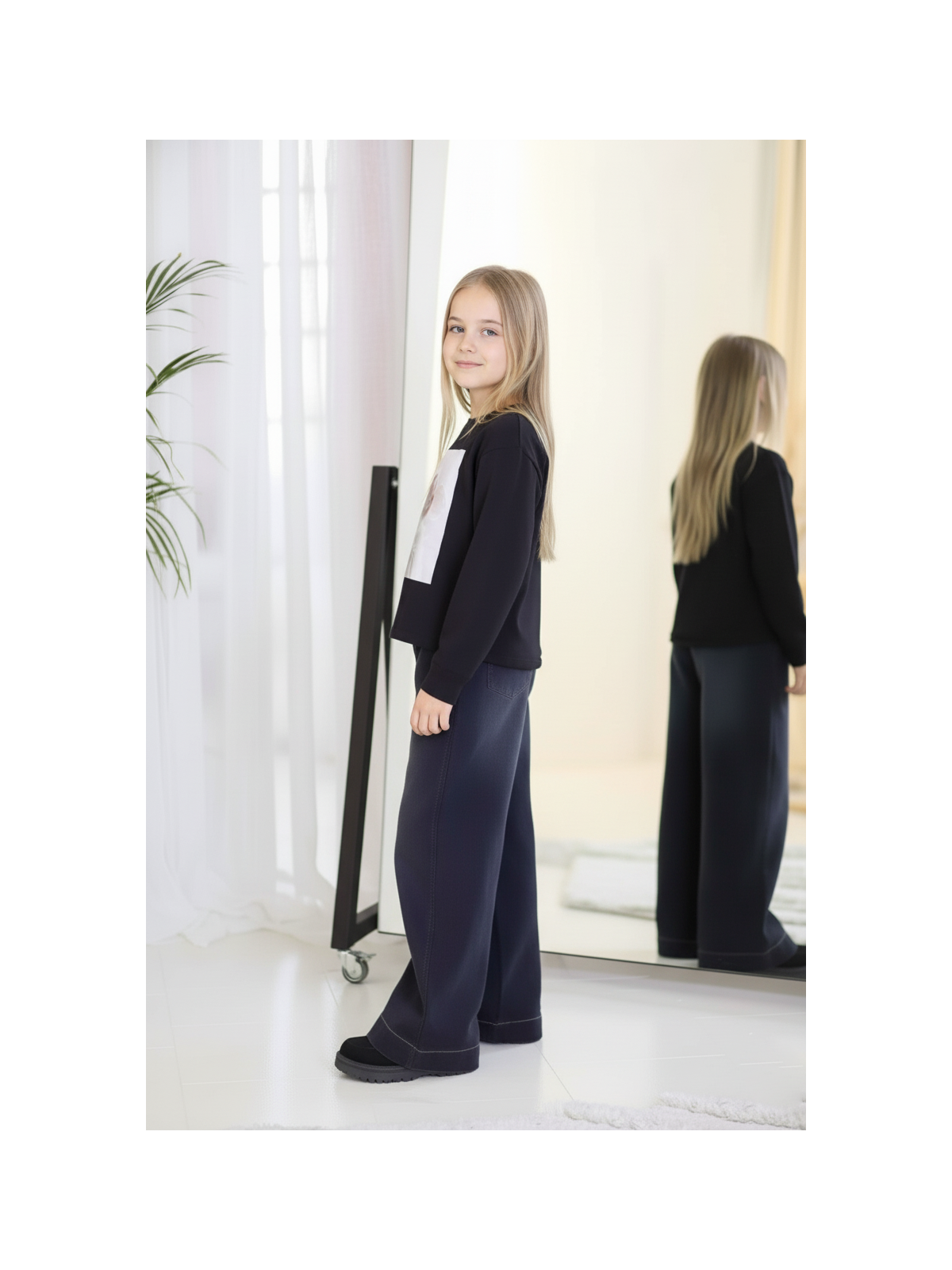 Czarna bluzka z nadrukiem kota Qba Kids