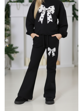 Czarne spodnie dzwony z kokardka Qba Kids