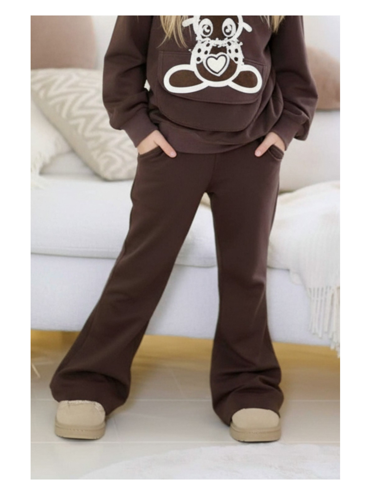 Brązowe spodnie dzwony Qba Kids