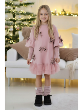 Różowa sukienka z kokardkami Qba Kids