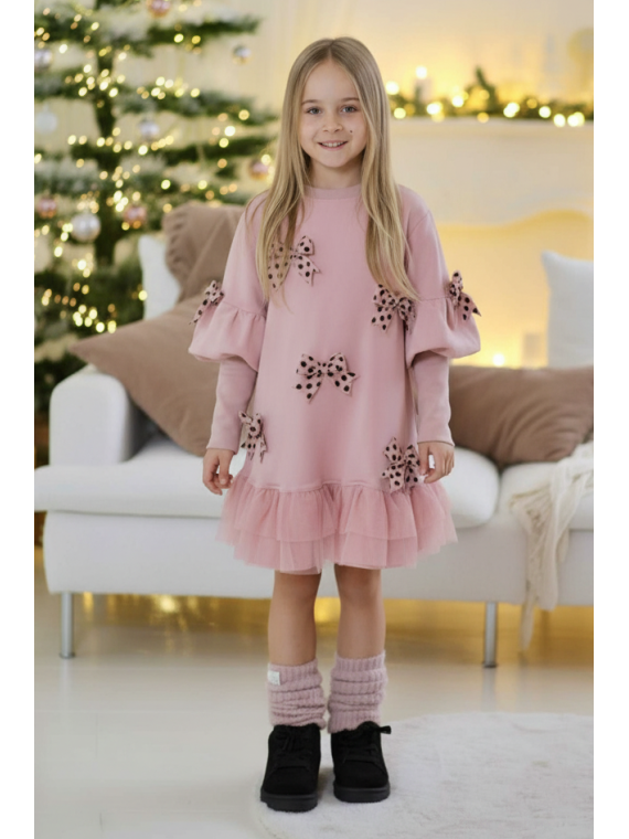 Różowa sukienka z kokardkami Qba Kids