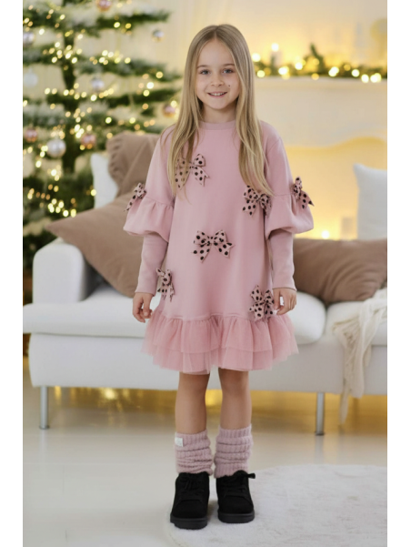 Różowa sukienka z kokardkami Qba Kids