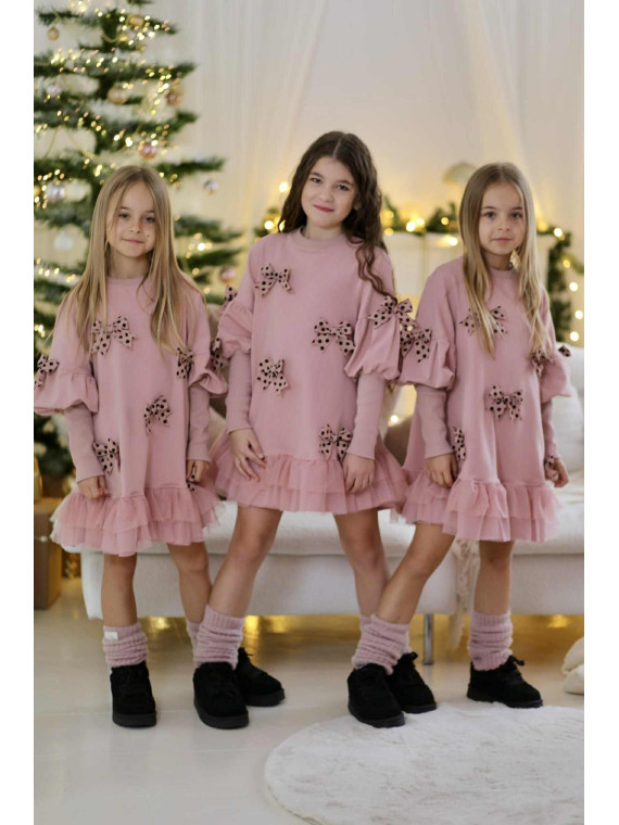 Różowa sukienka z kokardkami Qba Kids