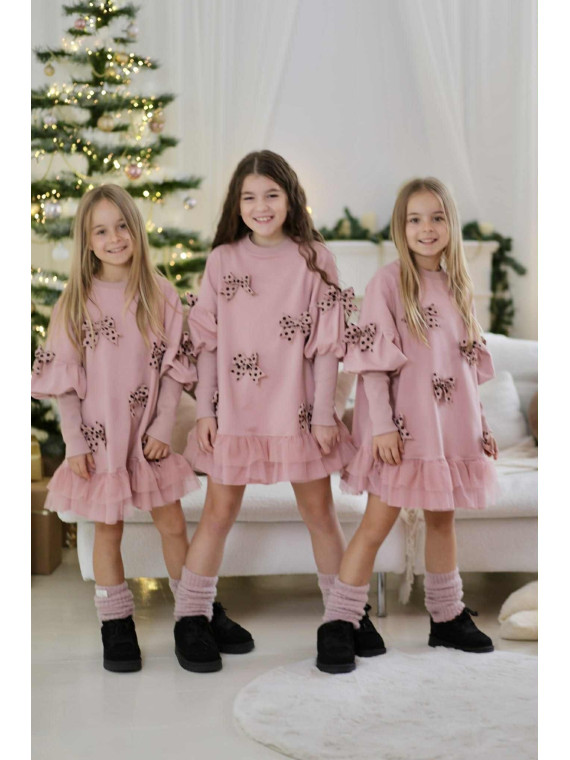 Różowa sukienka z kokardkami Qba Kids
