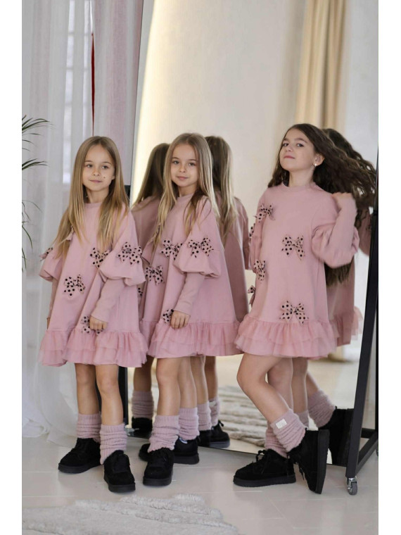 Różowa sukienka z kokardkami Qba Kids