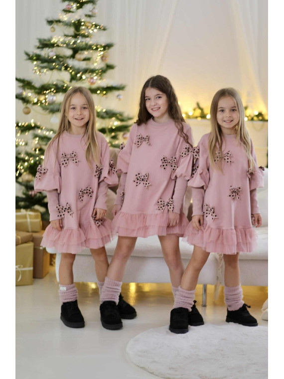 Różowa sukienka z kokardkami Qba Kids