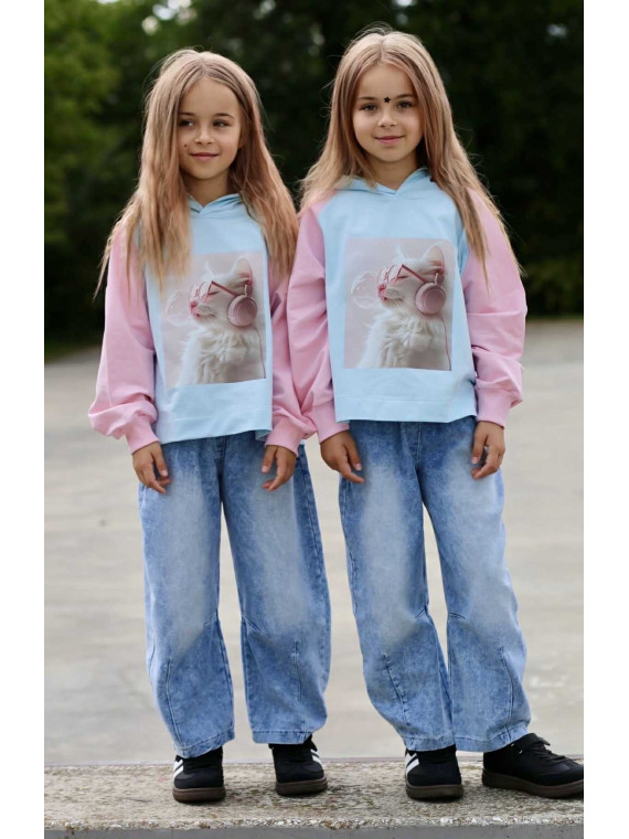 Spodnie jeans niebieskie BALOON z przeszyciem na dole Qba Kids